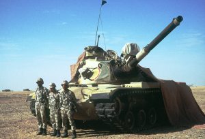 La foto di un carro armato dell'esercito egiziano durante un'operazione in Medio Oriente