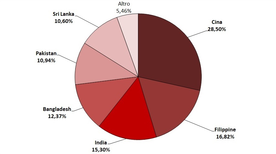 Provenienza cittadini stranieri dall'Asia (grafico)