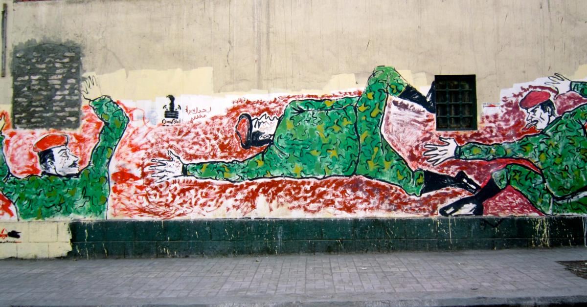 Un murales in Egitto in protesta contro la censura