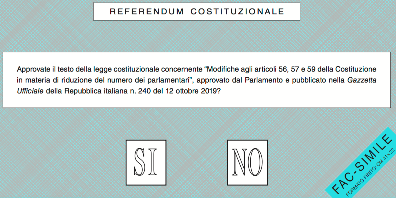 Approvate il testo della legge costituzionale concernente "Modifiche agli articoli 56, 57 e 59 della Costituzione in materia di riduzione del numero dei parlamentari", approvato dal Parlamento e pubblicato nella Gazzetta Ufficiale della Repubblica italiana n. 240 del 12 ottobre 2019?